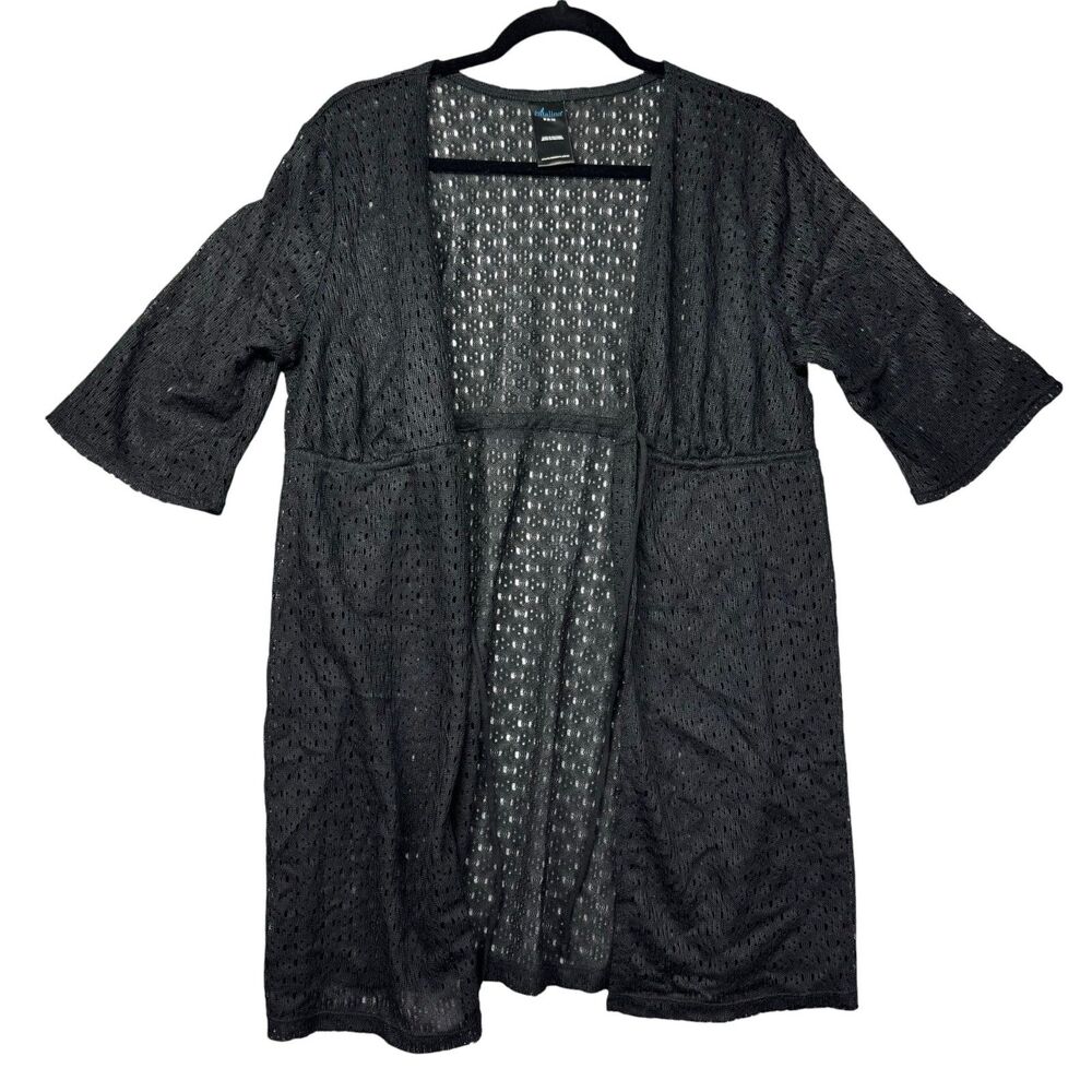 Catalina Swimwear Cover Up Women's Medium 8/10 Black 3/4 Sleeve Beach Top Sheer